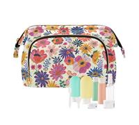 KLL Trousse de toilette légère à suspendre avec fleurs colorées pour femme