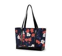 KLL Ukiyo-e Sac à main pour ordinateur portable avec fermeture éclair Motif fleurs de cerisier Rouge et blanc Grand sac à main pour infirmières avec bolsas para computadoras de mujer