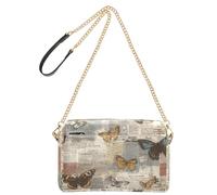 KLL Vieux journal Papillons Sacs à bandoulière rétro mode pour femme en cuir végétalien sacs à main imperméables pour femme Sac à main bandoulière