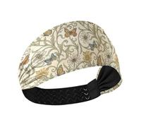 KLL William Morris Bandeau élastique tendance pour femme Motif marguerites et papillons Beige