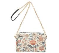 KLL William Morris Sac à bandoulière rétro à motif floral pour femme en cuir végétalien avec fermeture éclair
