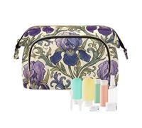 KLL William Morris Trousse à cosmétiques à suspendre avec motif fleurs d'iris violettes pour grande capacité