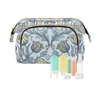 KLL William Morris Trousse de maquillage avec fermeture éclair Motif tulipes bleues et jaunes