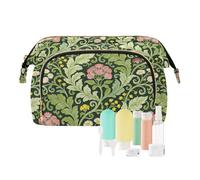 KLL William Morris Trousse de maquillage étanche avec fleurs roses et feuilles vertes
