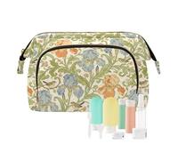 KLL William Morris Trousse de maquillage portable Motif iris et oiseau Pour femme