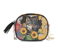 KLL Wolf Breaking Through The Wall Sac à main à bandoulière imperméable avec fentes pour cartes de crédit Mini sac à bandoulière pour promenade