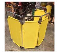 KLLJHB Barrière de sécurité Portable rétractable avec 3 Panneaux, barrière de contrôle des foules Jaune pour la sécurité et la sûreté, Pliable et Facile à Utiliser, 4 pièces.
