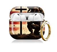 KLLRO RUO Coque compatible avec AirPod Pro 3 génération, jolie coque rigide avec porte-clés pour femmes et filles, coque antichoc pour Airpod Pro 3e génération 2025 (drapeau américain, soldat Cross