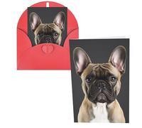 KLLTYHMU 1 carte de remerciement avec enveloppes, bouledogue français, carte de vœux de 10,2 x 15,2 cm pour notes personnalisées, cartes formelles pour toutes les occasions, adaptées pour les petites