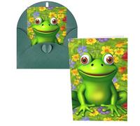 KLLTYHMU 1 carte de remerciement avec enveloppes, grenouille de 10,2 x 15,2 cm pour notes personnalisées, cartes formelles pour toutes les occasions, adaptées pour les petites entreprises, les fêtes