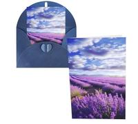 KLLTYHMU 1 carte de remerciement avec enveloppes, lavande de 10,2 x 15,2 cm pour notes personnalisées, cartes formelles pour toutes les occasions, adaptées pour les petites entreprises, les fêtes