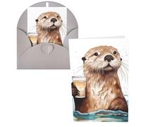 KLLTYHMU 1 carte de remerciement avec enveloppes, loutre de mer de 10,2 x 15,2 cm pour notes personnalisées, cartes formelles pour toutes les occasions, adaptées pour les petites entreprises, les