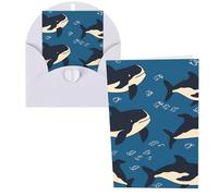 KLLTYHMU 1 carte de remerciement avec enveloppes, motif baleine de 10,2 x 15,2 cm pour notes personnalisées, cartes formelles pour toutes les occasions, adaptées pour les petites entreprises, les