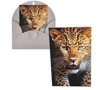 KLLTYHMU 1 carte de remerciement avec enveloppes, motif léopard de 10,2 x 15,2 cm pour notes personnalisées, cartes formelles pour toutes les occasions, adaptées pour les petites entreprises, les