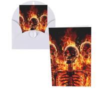 KLLTYHMU 1 carte de remerciement avec enveloppes, squelettes de feu de 10,2 x 15,2 cm, carte de vœux pour notes personnalisées, cartes formelles pour toutes les occasions, adaptées pour les petites