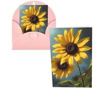KLLTYHMU 1 carte de remerciement avec enveloppes, tournesol de 10,2 x 15,2 cm pour notes personnalisées, cartes formelles pour toutes les occasions, adaptées pour les petites entreprises, les fêtes
