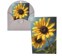 KLLTYHMU 1 carte de remerciement avec enveloppes, tournesol de 10,2 x 15,2 cm pour notes personnalisées, cartes formelles pour toutes les occasions, adaptées pour les petites entreprises, les fêtes