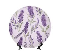 KLLTYHMU Assiette décorative en porcelaine anglaise lavande de 15,2 cm - Assiettes décoratives en céramique - Assiette ronde élégante avec présentoir - Artisanat pour la maison, la cuisine, la chambre