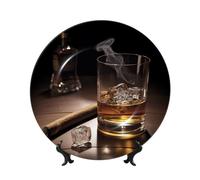 KLLTYHMU Assiette décorative en porcelaine anglaise pour whisky et cigarette - 15,2 cm - Assiettes décoratives en céramique - Assiette ronde élégante avec présentoir - Artisanat pour la maison, la