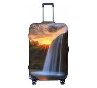 KLLTYHMU Cascade At Sunset Housse de protection élastique lavable pour bagages de voyage anti-rayures pour enfants et adultes, convient aux bagages de 45,7 à 81,3 cm, Noir , M