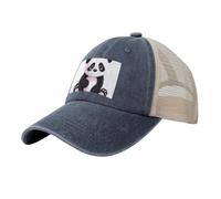 KLLTYHMU Casquette de baseball de cow-boy avec dos en maille réglable pour papa - Casquette de plage panda mignon pour homme et femme, Bleu marine, One Size-X-Large