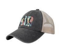KLLTYHMU Casquette de baseball de cowboy avec dos en maille, chapeau de camionneur réglable pour papa, casquette de plage à plumes pour homme et femme, Noir/blanc, One Size-X-Large