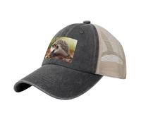 KLLTYHMU Casquette de baseball de cowboy avec dos en maille, chapeau de camionneur réglable pour papa chapeau de plage hérisson pour homme et femme, Noir/blanc, One Size-X-Large