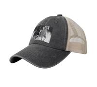 KLLTYHMU Casquette de baseball de cowboy avec dos en maille, chapeau de camionneur réglable pour papa noir et blanc, casquette de course à pied pour homme et femme