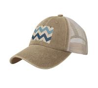 KLLTYHMU Casquette de baseball de cowboy avec dos en maille, réglable, casquette de plage à rayures bleues et beiges pour homme et femme, Naturel, One Size-X-Large
