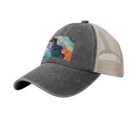 KLLTYHMU Casquette de baseball de cowboy avec dos en maille, réglable, casquette de plage en marbre coloré pour homme et femme, Deep / Chiné, XL (taille unique)