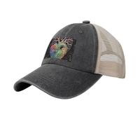 KLLTYHMU Casquette de baseball de cowboy avec dos en maille, réglable, pour papa, arbre de vie, cœur fleuri, casquette de plage pour homme et femme, noir, taille unique/XL