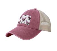 KLLTYHMU Casquette de baseball de cowboy avec dos en maille, réglable, pour papa, bouledogue français, lunettes roses, casquette de plage pour homme et femme, Rouge, One Size-X-Large