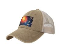 KLLTYHMU Casquette de baseball de cowboy avec dos en maille, réglable, pour papa, espace extérieur, galaxie, système solaire, casquette de plage pour homme et femme, naturel, XL (taille unique)
