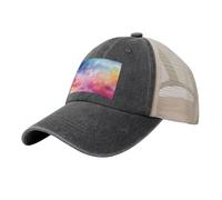 KLLTYHMU Casquette de baseball de cowboy avec dos en maille, réglable, pour papa, fond aquarelle, casquette de plage pour homme et femme, Noir/blanc, One Size-X-Large