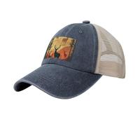 KLLTYHMU Casquette de baseball de cowboy avec dos en maille, réglable, pour papa, spectacle de cerf, casquette de plage pour homme et femme, bleu marine, taille unique/XL
