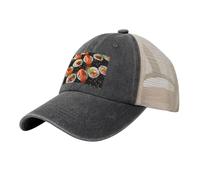 KLLTYHMU Casquette de baseball de cowboy avec dos en maille, réglable, pour papa, sushi japonais, crevettes, plage, pour homme et femme, noir, XL (taille unique)