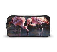 KLLTYHMU Flamingo Is Drinking Water Trousse à crayons Grande capacité Jolie trousse à maquillage pour homme et femme