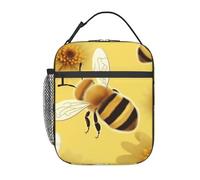 KLLTYHMU Honey Bee2 Sac à déjeuner isotherme avec poignée amovible, étanche et réutilisable pour femme, homme, travail, pique-nique, voyage, camping