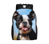 KLLTYHMU Joli sac à dos de voyage Boston Terrier pour ordinateur portable, imperméable, léger, mignon sac à dos pour femme et homme