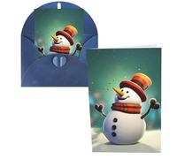 KLLTYHMU Lot de 1 carte de remerciement avec enveloppes, bonhomme de neige amusant de 10,2 x 15,2 cm pour notes personnalisées, cartes formelles pour toutes les occasions, adaptées pour les petites