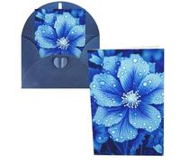 KLLTYHMU Lot de 1 carte de remerciement avec enveloppes, fleur bleue, 10,2 x 15,2 cm pour notes personnalisées, cartes formelles pour toutes les occasions, adaptées pour les petites entreprises, les