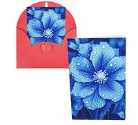 KLLTYHMU Lot de 1 carte de remerciement avec enveloppes, fleur bleue, 10,2 x 15,2 cm pour notes personnalisées, cartes formelles pour toutes les occasions, adaptées pour les petites entreprises, les