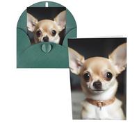 KLLTYHMU Lot de 1 carte de remerciement avec enveloppes, motif chihuahua mignon de 10,2 x 15,2 cm pour notes personnalisées, cartes formelles pour toutes les occasions, adaptées pour les petites