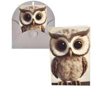 KLLTYHMU Lot de 1 carte de remerciement avec enveloppes, motif chouette mignonne de 10,2 x 15,2 cm pour notes personnalisées, cartes formelles pour toutes les occasions, adaptées pour les petites