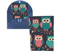 KLLTYHMU Lot de 1 carte de remerciement avec enveloppes, motif chouettes mignonnes de 10,2 x 15,2 cm pour notes personnalisées, cartes formelles pour toutes les occasions, adaptées pour les petites