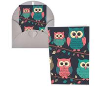 KLLTYHMU Lot de 1 carte de remerciement avec enveloppes, motif chouettes mignonnes de 10,2 x 15,2 cm pour notes personnalisées, cartes formelles pour toutes les occasions, adaptées pour les petites