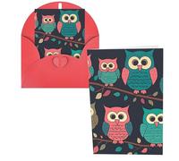 KLLTYHMU Lot de 1 carte de remerciement avec enveloppes, motif chouettes mignonnes de 10,2 x 15,2 cm pour notes personnalisées, cartes formelles pour toutes les occasions, adaptées pour les petites