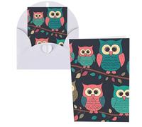 KLLTYHMU Lot de 1 carte de remerciement avec enveloppes, motif chouettes mignonnes de 10,2 x 15,2 cm pour notes personnalisées, cartes formelles pour toutes les occasions, adaptées pour les petites