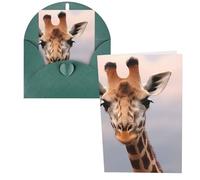 KLLTYHMU Lot de 1 carte de remerciement avec enveloppes, motif girafe mignonne de 10,2 x 15,2 cm pour notes personnalisées, cartes formelles pour toutes les occasions, adaptées pour les petites