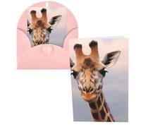 KLLTYHMU Lot de 1 carte de remerciement avec enveloppes, motif girafe mignonne de 10,2 x 15,2 cm pour notes personnalisées, cartes formelles pour toutes les occasions, adaptées pour les petites